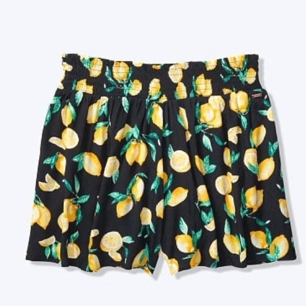 VS Pink black flowy shorts with Lemons 🍋 size medium
